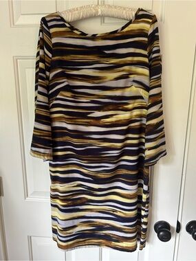Nine West Navy, Yellow & White Striped Dress